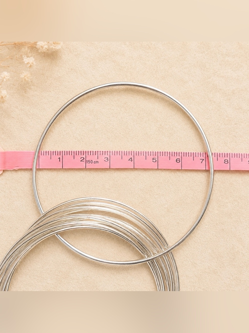 Sterling silver set of 10 Bangles 70mm - Picture 5 of 8